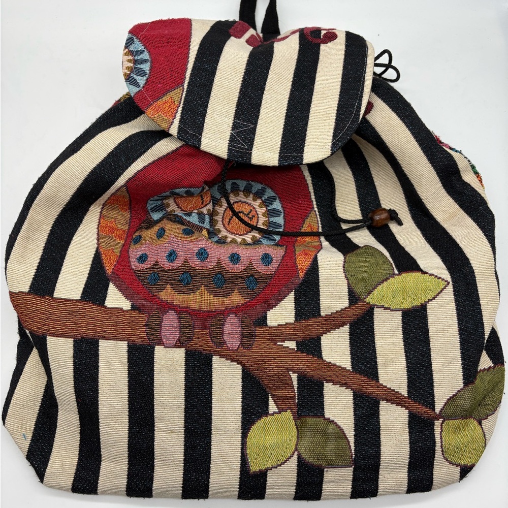 Striped Owl Canvas Backpack
